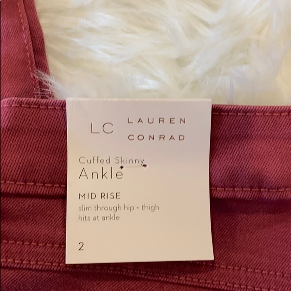 Washed Maroon Mid Rise Cuffed Skinny Ankle Jeans - Picture 7 of 11